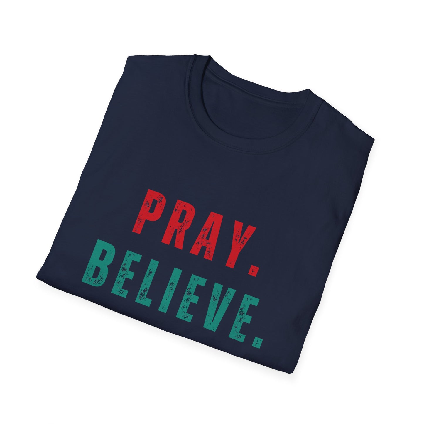 Pray Believe Receive Tee-Navy