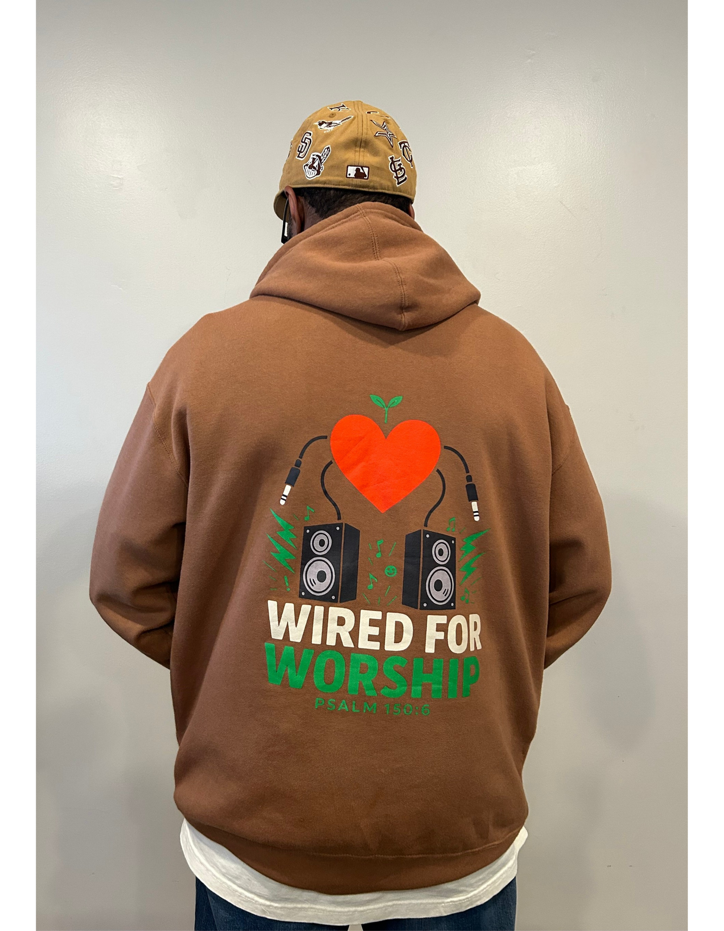 Wired for Worship Hoodie- Saddle Brown