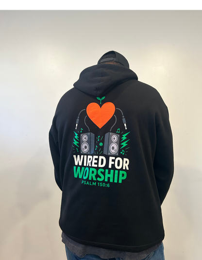 Wired for Worship Hoodie- Black
