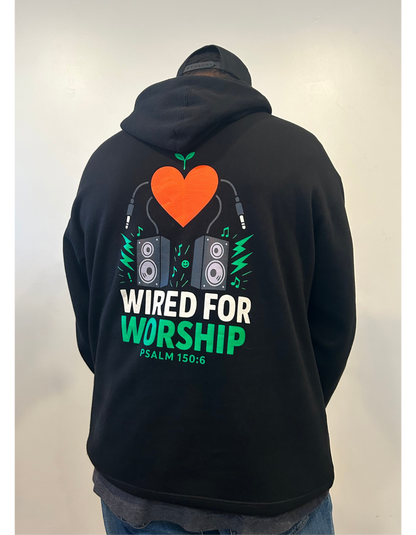 Wired for Worship Hoodie- Black