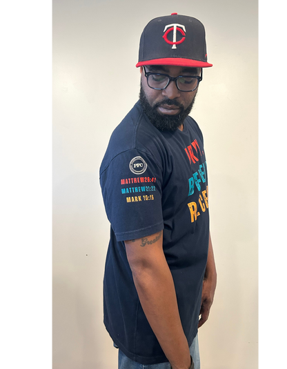 Pray Believe Receive Tee-Navy