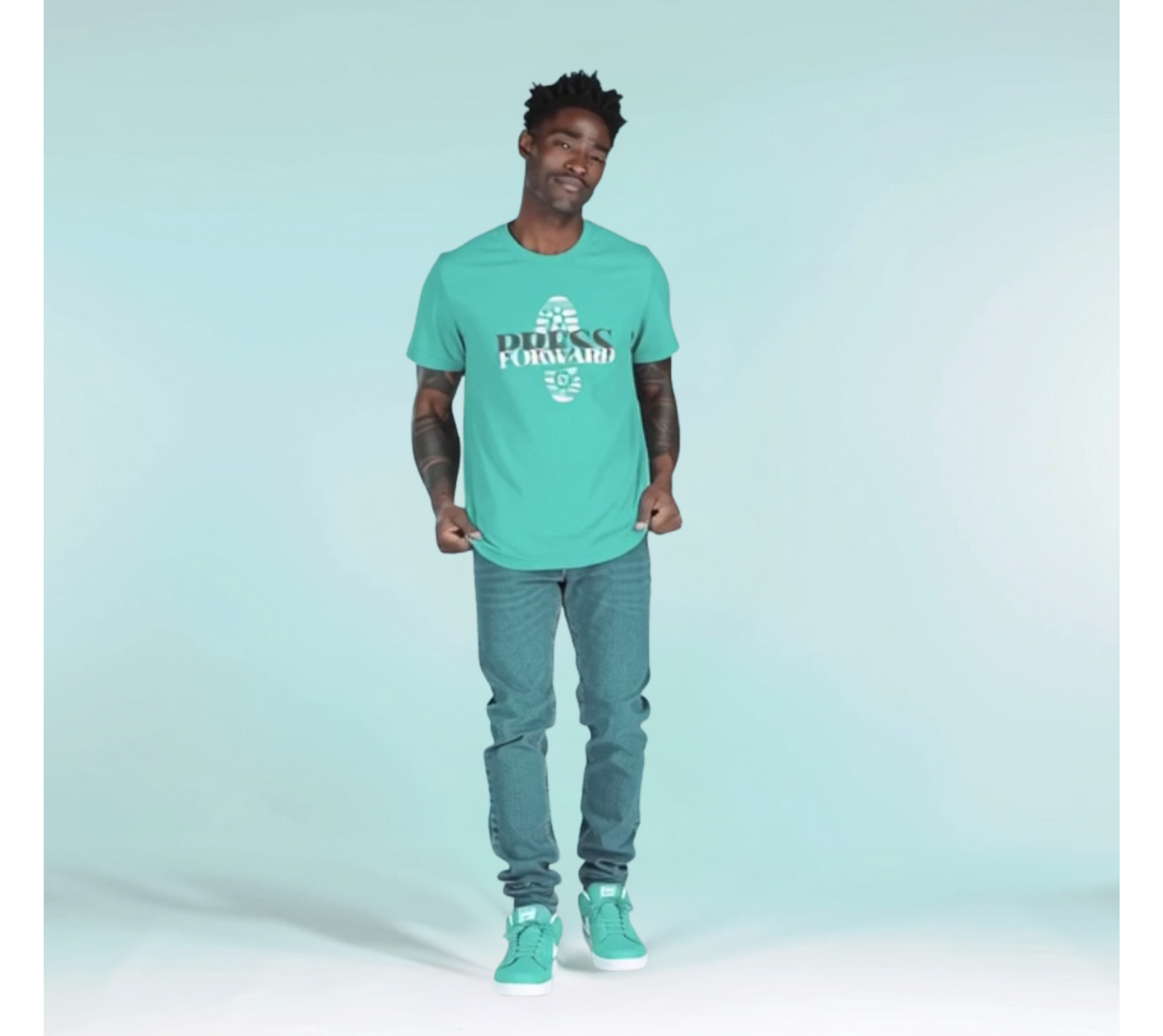 Press Forward Tee- Teal