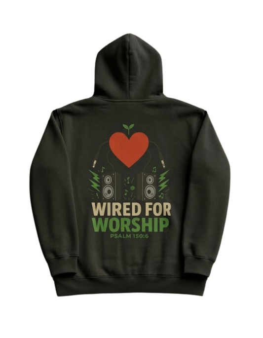 Wired for Worship Hoodie- Black