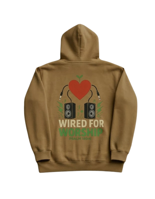 Wired for Worship Hoodie- Brown