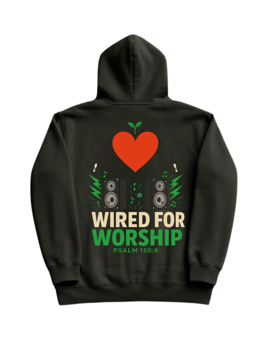 Wired for Worship Hoodie- Black